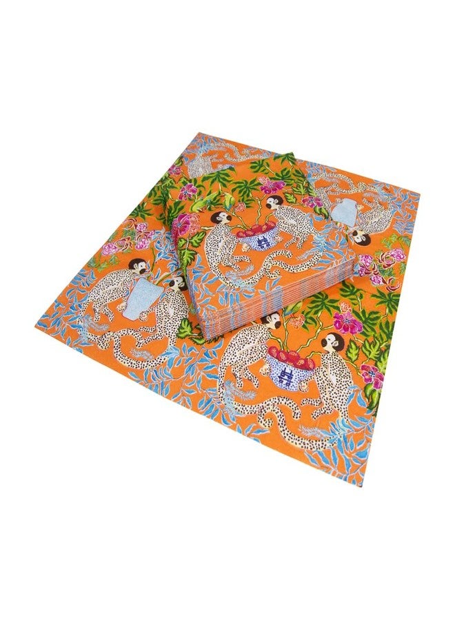 Caspari Monkeys Paper Luncheon Napkins in Orange - 20 Per Package - Image 5